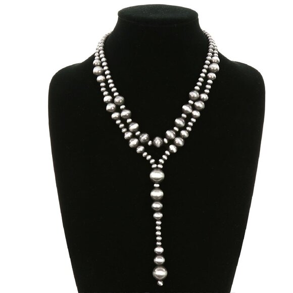 Soft Surroundings Jewelry - Western Coastal Cowgirl Beaded Silver Southwestern Navajo Style Pearl Y Necklace